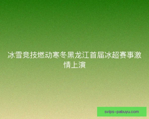 冰雪竞技燃动寒冬黑龙江首届冰超赛事激情上演 冰雪竞技燃动寒冬黑龙江首届冰超赛事激情上演