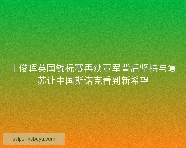 丁俊晖英国锦标赛再获亚军背后坚持与复苏让中国斯诺克看到新希望